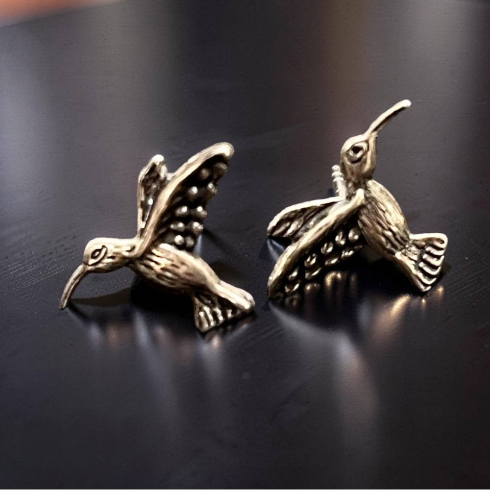 Sterling Silver Hummingbird Bird Earrings - Marked 925
